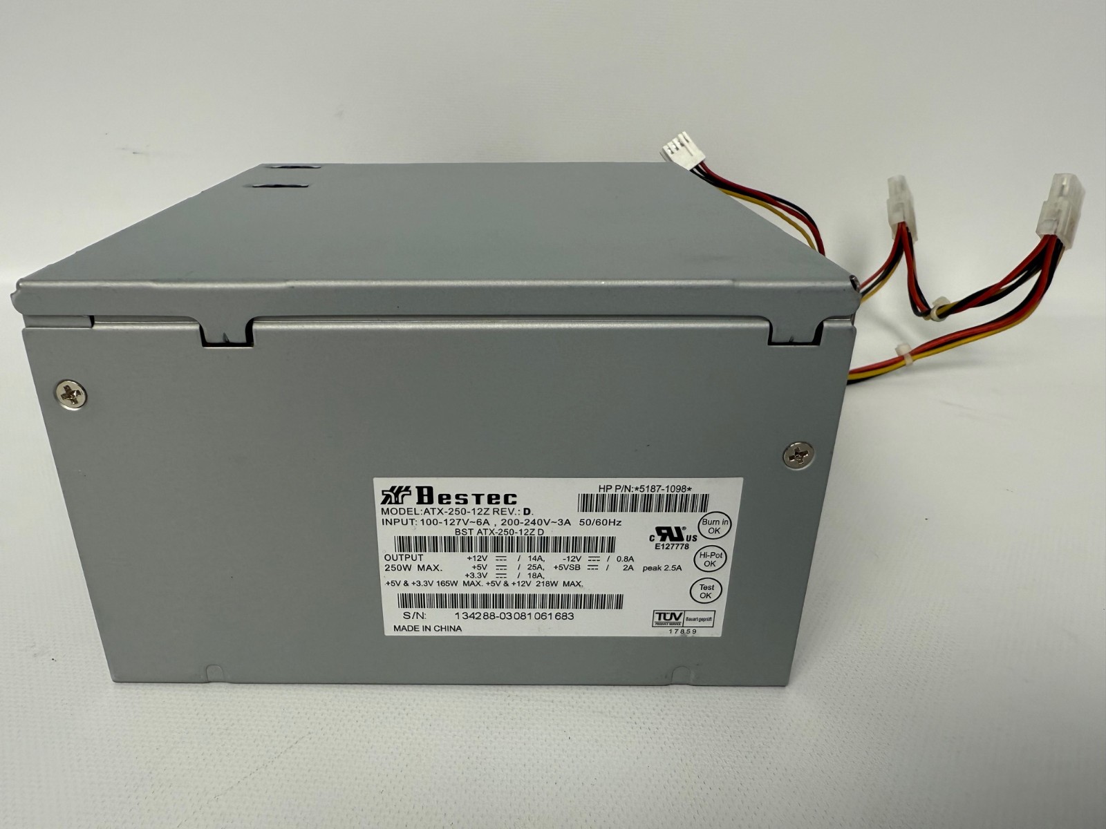 HP 5187-1098 250 WATT POWER SUPPLY PAVILION BESTEC ATX-250-12Z D