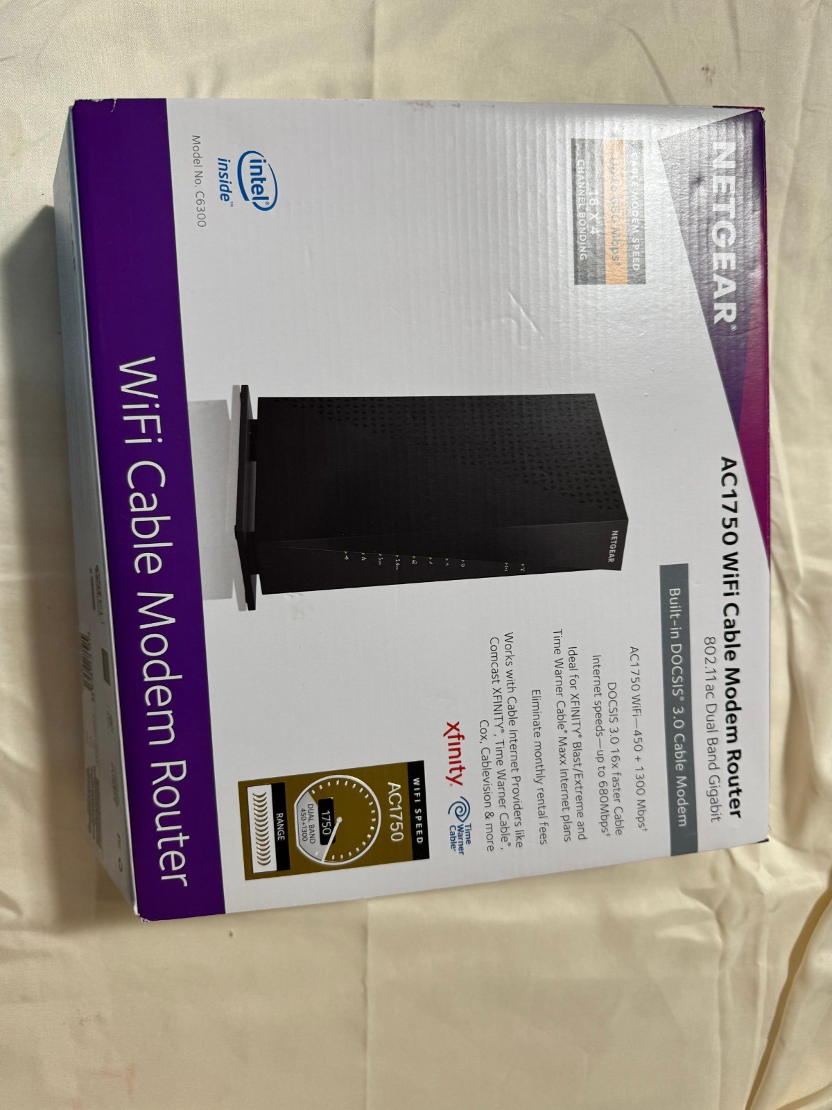 NETGEAR AC1750 WiFi Cable Modem Router Built-In DOCSIS 3.0-Model C6300 Dual Band