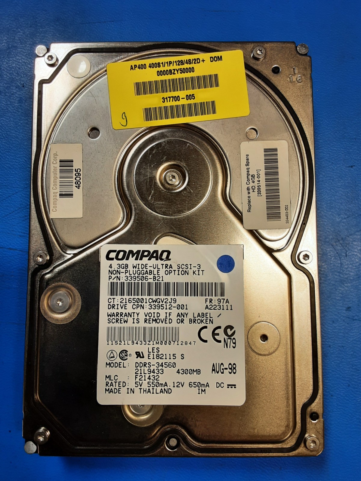 COMPAQ 339512-001 339514‑001 4.3GB 10K RPM 68Pin Ultra SCSI 3.5" HDD DDRS-34560