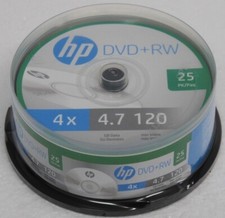 HP DVD+RW 4X 4.7GB 120 Minute Video 25Pack Spindle Brand New Sealed picture