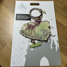 Disney Parks Bambi & Bunny Earth Sign Metal Keychain Bag Charm picture