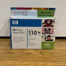 New HP Vivera Photo Value Pack 110 Tri-Color Ink Cartridge & 120 Sheets Exp 2006 picture
