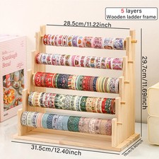 1pc Multifunctional Wooden Tape and Sticker Storage Rack Suitable for Necklace picture