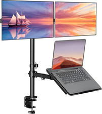 Dual Monitor and Laptop Desk Mount for 17 Inch Notebook and 27 Inch Screens picture