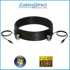 2 PACK x SVGA + AUDIO 3.5MM Cable Male VGA PC Projector Monitor Display Lot picture