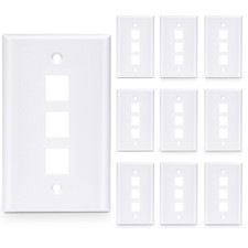 100 Pcs - 3 Port Wall Plate Keystone RJ45 Cat6 Cat5e Insert Jack White WallPlate picture