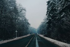Landscape nature winter road trees Custom Gaming Mat Desk picture