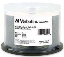 200 VERBATIM 98319 DVD+R DL 8.5GB 8X DataLifePlus White Inkjet Printable 4x50pk picture