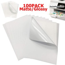100PCS Sticker Paper Glossy Matte Clear Waterproof Printable Inkjet Laser picture