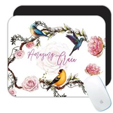 Gift Mousepad : Amazing Grace Birds Cute Hummingbird Rose Flowers Goldfinch picture