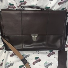 Vintage Cole Haan Brown/Red Leather Briefcase Laptop Leather messenger bag picture