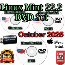 Linux Mint 22.2 Bootable 3-DVD Set – Cinnamon, MATE & XFCE Same Day Shipping USA picture