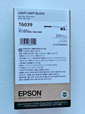 02-2026 GENUINE EPSON T6039 LIGHT LIGHT BLACK 220ml INK STYLUS PRO 7880 9880 picture
