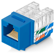 Everest 90 Degree RJ45 Cat6 Keystone Jacks Slim Profile 50-Pack Blue picture