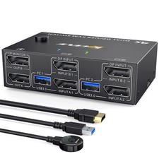KCEVE Dual Monitor DisplayPort KVM Switch 2 Port 4 USB3.0 DP1.4 8K picture