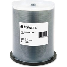 Verbatim Storage Media 95256 Cd-R 80Min 700Mb 52X Silver Inkjet Printable 100Pk picture