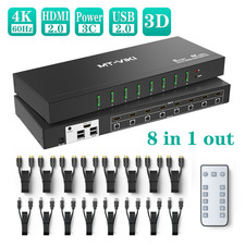 MT-VIKI 8 Port HDMI KVM Switch 4K@60HZ w/3.5mm Audio 1U Rack Mount For Mouse PC picture