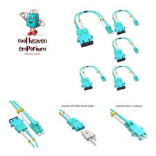 Versatile 5 Pack LC Male to SC Female Fiber Adapter - Precision Alignment, Aqua picture