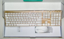 Jelly Comb White and Gold Princess wireless Keyboard and battery Mouse combo picture