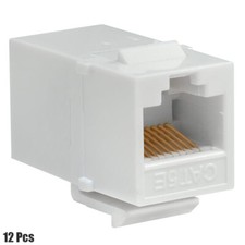 12x Cat5e RJ45 Network LAN Ethernet Keystone Jack Coupler Insert Snap In White picture