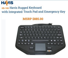 Genuine KB-108 Havis Rugged Keyboard with Integrated Touch Pad and Emergency Key picture