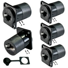 5 PCS DType RJ45 CAT6A Coupler Shielded Panel Mount Feed Thru Female picture