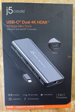 j5create USB-C Dual 4k HDMI 10Gbps Mini Dock (JCD398) - Black... FREE S&H picture