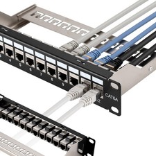 Mini 12 Port Cat6A Patch Panel with Inline Keystone 10G Support, Shielded 10-... picture