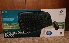 NEW Logitech Cordless Desktop Keyboard And Cordless Mouse EX 100 Wireless picture