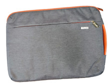 Voova Cushioned Laptop Sleeve with Side Leather Handle - Gray with Orange Trim picture