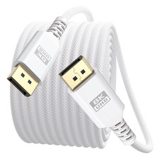 8K White DisplayPort 1.4 Cable DP Cord HDR For Gaming Monitor PC TV 15 FT picture