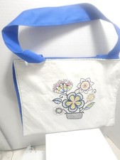 Leather Laptop Bag Floral Embroidered Cotton Fabric Handmade.  picture