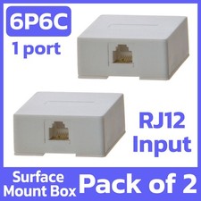 2 Pack Telephone Surface Mount Box RJ12 6P6C White Keystone Wall Box 1 Port Box picture