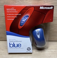 Microsoft Optical Mouse Blue USB PS/2 Vintage New Open IntelliPoint X08-79463 picture