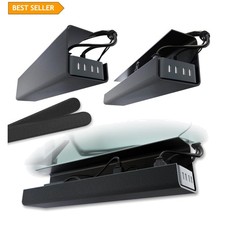 No-Drill Cable Organizer Tray - Durable Adhesive | 2pcs Under Desk Hider picture