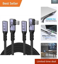 High-Speed USB C 6.6FT Extension Cable - 240W with Right Angle Design (2-Pack) picture