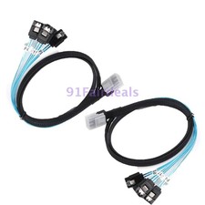 2PCS Internal Mini-SAS SFF8087 To 4x Straight Reverse SATA Fanout Cable picture