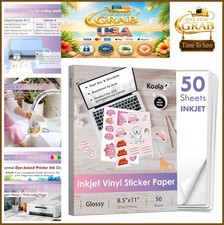 Glossy Vinyl Sticker Paper for Inkjet Printer 8.5x11 50 Sheets Waterproof Water picture