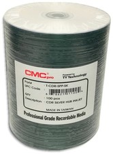 100-Pak CMC Pro (TY Technology) Silver Inkjet Hub Printable 52X 80-Minute CDR's picture