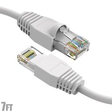 7FT Cat6A RJ45 Network LAN Ethernet Patch Cable UTP Copper Wire Gold 24AWG White picture