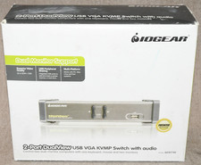 NOS IO Gear Two Port Dual View USB VGH KVMP Switch With Audio picture
