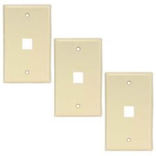 3 Pcs 1 Port Hole Wall Plate Keystone Jack Network Faceplate Smooth 1-Gang Ivory picture