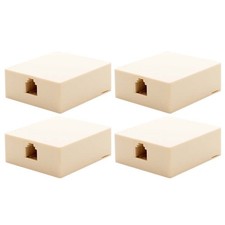 4 Pcs 1-Port RJ11 6P4C Jack Telephone Phone Line Wall Surface Mount Box Ivory picture
