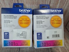 2 Genuine Brother LC 101 CL Color CYM 3-Pack Ink Cartridges Exp 2027 picture