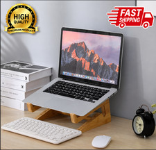 Bamboo Vertical Laptop Stand Wooden Desk Holder Dock Organizer for MacBook PC picture