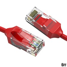 6FT CAT6 RJ45 Slim Ethernet LAN Network Patch Cable UTP Copper Wire 28AWG Red picture