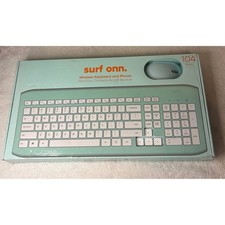 Surf Onn Wireless Keyboard and Mouse Set Mint Green 104 Keys 100122453 New picture