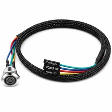 PC Power Button, 12mm Metal PC Case LED Power Buttons Cable picture
