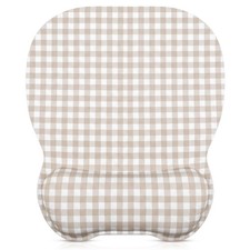 Sabary Khaki Gingham Mouse Pad with Wrist Rest Cute 8.1L x 5.5W inches, picture