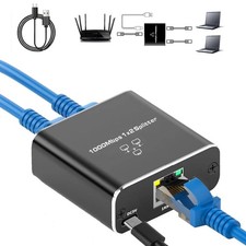 Gigabit Ethernet Splitter 1000Mbps LAN Network Internet 1 to 2 Out RJ45 Adapter picture
